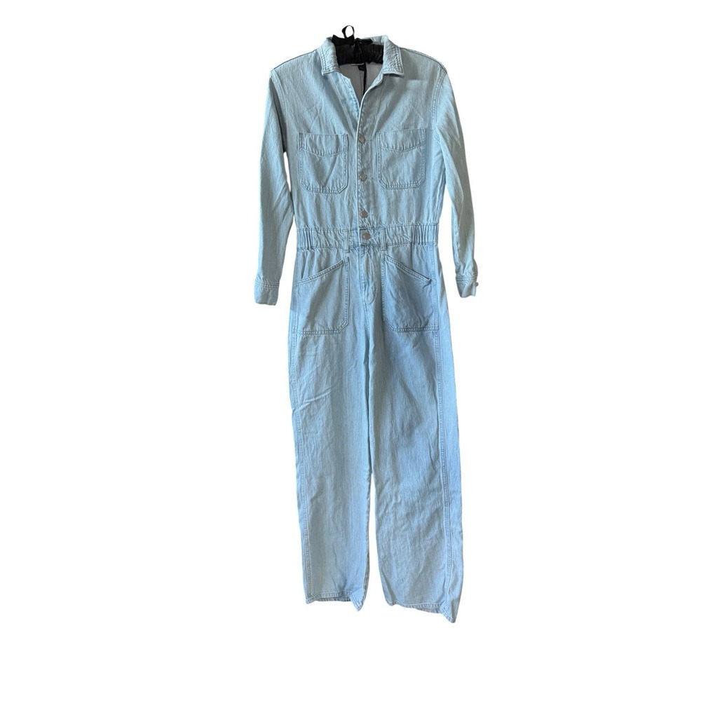 Universal Thread Womens 6 Soft Denim Jumpsuit Light Wash Utility Coveralls